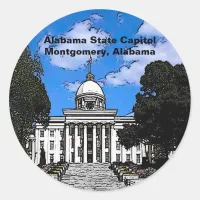 Alabama State Capitol in Montgomery (Cartoon) Classic Round Sticker