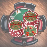 Glowing field of red poppies, personalizable  poker chips