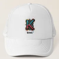 Dripping K Bold One-Letter Customizable Graffiti Trucker Hat