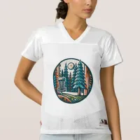 Disc Golf in the Woods Retro Vibe Art Women's Football Jersey