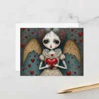 Adorable Gothic Valentine Doll Postcard