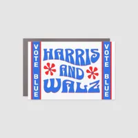 Harris Walz Red, White & Blue Retro Flowers Car Magnet