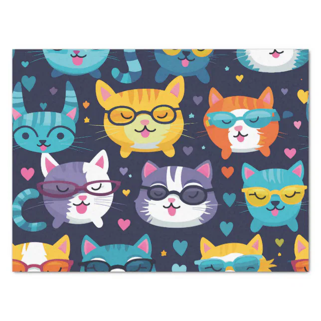 Assorted Cat Faces Funny Cool Cats Tissue Paper