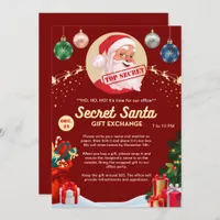 Secret Santa Gift Exchange Office Home Red Party Invitation