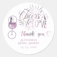 Cheers To Love Wine Tasting Elegant Bridal Shower Classic Round Sticker