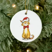 Rescue Cat's First Christmas in Furever Home Ceramic Ornament