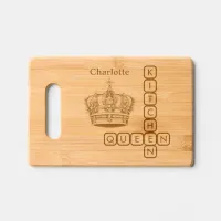 Kitchen Queen Crown Lettering Personalized Name Cutting Board