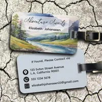 Adventure Awaits River Camping Watercolor Travel Luggage Tag