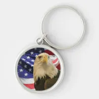 American Bald Eagle and Flag Keychain