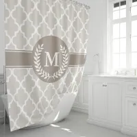 Beige and Mocha Moroccan Monogrammed Shower Curtain