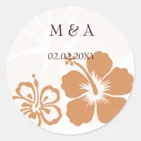 orange hibiscus wedding stickers