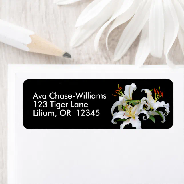 Elegant Floral Casablanca White Oriental Lilies Label