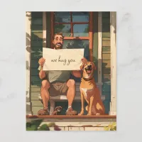 Dog Father and His Dog Postcard