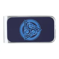 Azure Symphony: The Electric Triad Silver Finish Money Clip