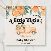 A Little Cutie Is On The Way Orange Baby Shower  Favor Tags