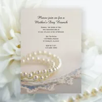 Pearls Blue Lace Mother's Day Brunch Invitation