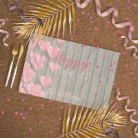 Pink Hearts On Wood Valentine's Day Paper Placemat