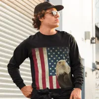 Retro American Bald Eagle USA Flag Long Sleeve T-Shirt