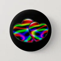 Neon Aurora Hearts Button