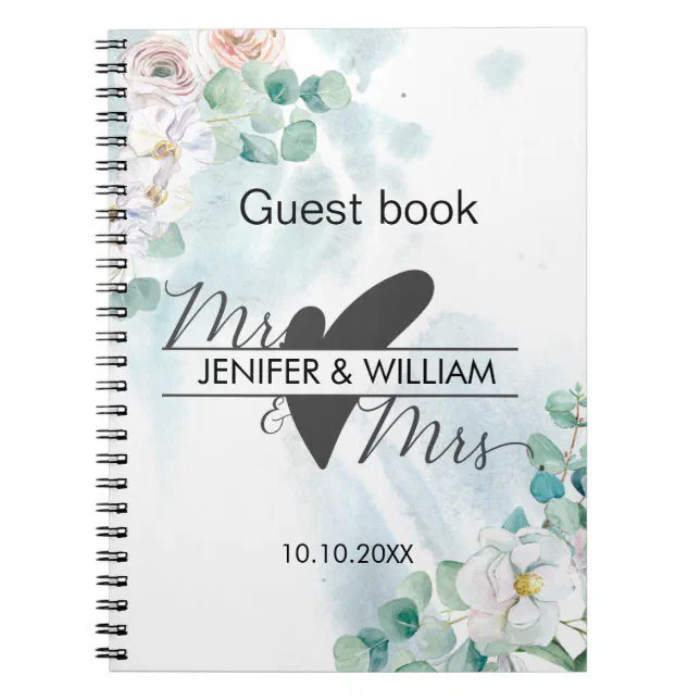 Guest book wedding eucalyptus mr mrs heart budget