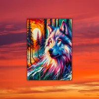 Wolf Face with Sun & Forest | Poster