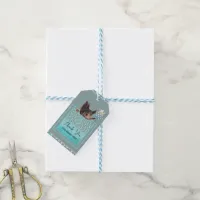 Teal Grey Favor Tag with Squirrel