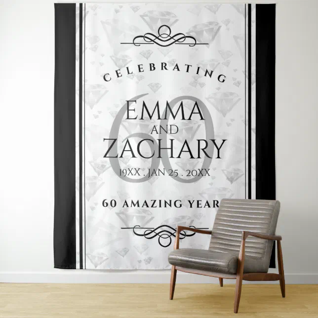 Elegant 60th Diamond Wedding Anniversary Tapestry