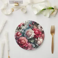 Timeless Rose Floral Charm Paper Plates