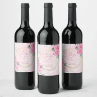 Rose Garden Wedding Pink ID764 Wine Label