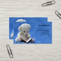 Teddy Bear Time to Read Blue Stuffed Animal, ZKOA Business Card