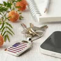 Modern Embossed American Flag Keychain