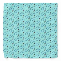 Doctor's Stethoscope Pattern on Light Blue Bandana