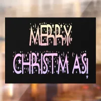 Christmas Pink Stars Night Black 11x8 Decor Vinyl Window Cling