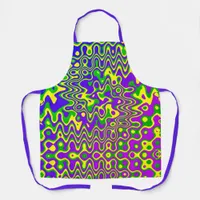 [Lava Lamp] Op-Art Swirls & Dots Purple Blue Green Apron