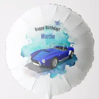 Classic Retro Blue Sports Car Birthday Adventure Balloon