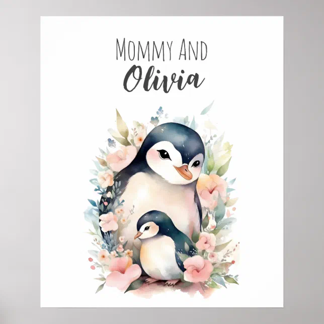 Mommy & me | Penguin | Animal Nursery Art Poster