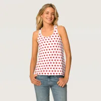 Red Heart Girly Fun Chic Balloon Pattern White Tank Top