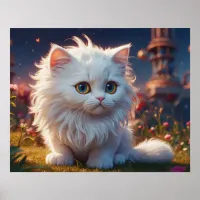 *~*  AP68 Kitty Cat 5:4  Kitten White Long Hair  Poster