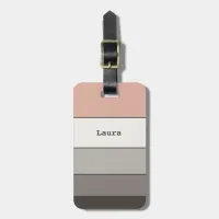 Modern Stripes Stylish Pink Gray Simple Young Luggage Tag