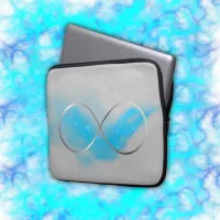 Minimalist Silver Infinity Sign and Teal Glow | Laptop Sleeve