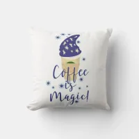 Coffee is Magic Drink Caffeine Cartoon Slogan Throw Pillow