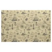 Vintage Nautical Pattern Old Map Background Fabric