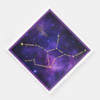 Gold Virgo Constellation on Dark Galaxy | Paper Dinner Napkins