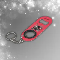 Happy 50th Birthday Red and Black Roses | Keychain Bottle Opener