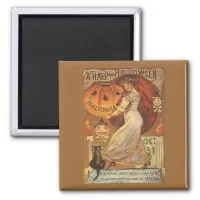 Halloween Vintage Woman and Jack o' Lantern Magnet