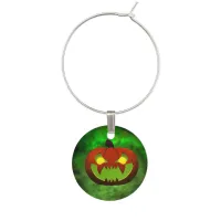 Thumbnail for Spooky Evil HalloweenPumpkin Wine Glass Charm