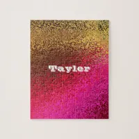 Personalize Your Name Shades Pink and Gold Jigsaw Puzzle