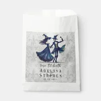 Simple Monogram Skeleton Halloween QR Code Wedding Favor Bag