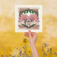 Pink Lily-Flower Meaning Friendship Vintage-Style Invitation