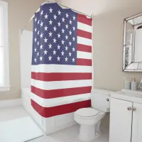Red White & Blue Patriotic American Flag Shower Curtain